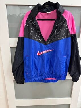 Nike Retro Colorblock Pullover Windbreaker - Blue, Pink & Black